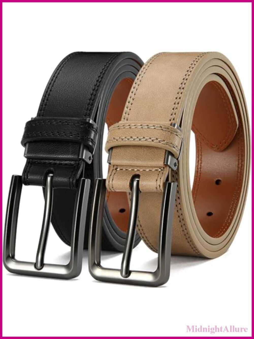 Genuine Cowhide Leather Dress Belt Adjustable Trim to Fit 1 3/8" Wide